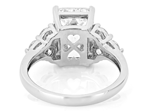 Certified Emerald Cut and Round White Lab-Grown Diamond H SI2 14K White Gold Ring 5.25ctw
