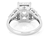 Certified Emerald Cut and Round White Lab-Grown Diamond H SI2 14K White Gold Ring 5.25ctw