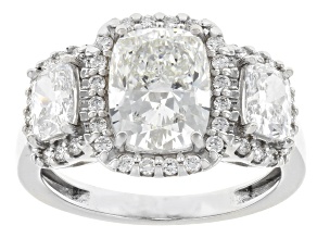 Certified Cushion and Round White Lab-Grown Diamond H SI2 14K White Gold Ring 3.90ctw