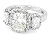 Certified Cushion and Round White Lab-Grown Diamond H SI2 14K White Gold Ring 3.90ctw