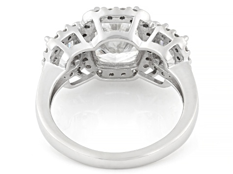 Certified Cushion and Round White Lab-Grown Diamond H SI2 14K White Gold Ring 3.90ctw