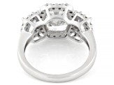 Certified Cushion and Round White Lab-Grown Diamond H SI2 14K White Gold Ring 3.90ctw