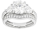 Certified Round and Trillion Lab-Grown Diamond H SI2 14K White Gold Ring With Matching Band 3.65ctw