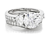 Certified Round and Trillion Lab-Grown Diamond H SI2 14K White Gold Ring With Matching Band 3.65ctw
