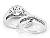 Certified Round and Trillion Lab-Grown Diamond H SI2 14K White Gold Ring With Matching Band 3.65ctw