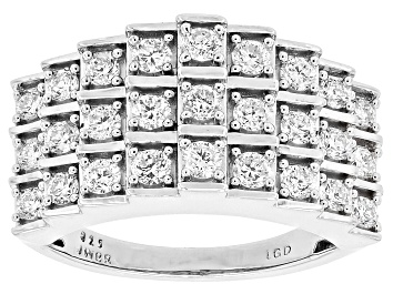 White Lab-Grown Diamond G-H Rhodium Over Sterling Silver Ring 1.00
