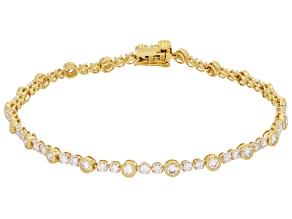 Round White Lab-Grown Diamond H SI 14K Yellow Gold Over Sterling Silver Tennis Bracelet 1.80ctw