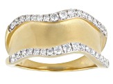 Round White Lab-Grown Diamond H SI 14K Yellow Gold Over Sterling Silver Satin Finish Ring 0.50ctw