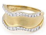 Round White Lab-Grown Diamond H SI 14K Yellow Gold Over Sterling Silver Satin Finish Ring 0.50ctw