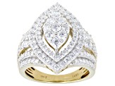 Round White Lab-Grown Diamond H SI 14K Yellow Gold Over Sterling Silver Cluster Ring 2.00ctw