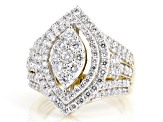 Round White Lab-Grown Diamond H SI 14K Yellow Gold Over Sterling Silver Cluster Ring 2.00ctw