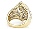 Round White Lab-Grown Diamond H SI 14K Yellow Gold Over Sterling Silver Cluster Ring 2.00ctw