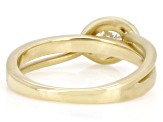 Oval White Lab-Grown Diamond H SI 14K Yellow Gold Over Silver Satin Finish Solitaire Ring 0.50ct