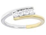 White Lab-Grown Diamond H SI Rhodium and 14K Yellow Gold Over Silver Bypass Ring 0.25ctw