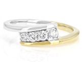 White Lab-Grown Diamond H SI Rhodium and 14K Yellow Gold Over Silver Bypass Ring 0.25ctw