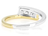 White Lab-Grown Diamond H SI Rhodium and 14K Yellow Gold Over Silver Bypass Ring 0.25ctw