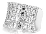 Round and Baguette White Lab-Grown Diamond H SI Rhodium Over Sterling Silver Ring 2.00ctw