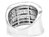 Round and Baguette White Lab-Grown Diamond H SI Rhodium Over Sterling Silver Ring 2.00ctw