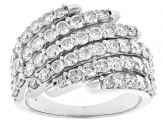 Round White Lab-Grown Diamond G-H VS Rhodium Over Sterling Silver Bypass Ring 2.20ctw