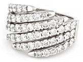 Round White Lab-Grown Diamond G-H VS Rhodium Over Sterling Silver Bypass Ring 2.20ctw
