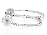 Round and Baguette White Lab-Grown Diamond H SI Rhodium Over Sterling Silver J-Hoop Earrings 1.00ctw