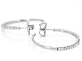 Round and Baguette White Lab-Grown Diamond H SI Rhodium Over Sterling Silver J-Hoop Earrings 1.00ctw