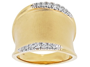 White Lab-Grown Diamond H SI 14K Yellow Gold Over Sterling Silver Sandblast Finish Ring 0.25ctw