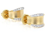 White Lab-Grown Diamond H SI 14K Yellow Gold Over Silver Sandblast Finish J-Hoop Earrings 0.50ctw