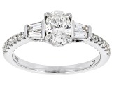 Oval, Baguette and Round White Lab-Grown Diamond H SI Rhodium Over Sterling Silver Ring 1.00ctw