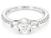 Oval, Baguette and Round White Lab-Grown Diamond H SI Rhodium Over Sterling Silver Ring 1.00ctw