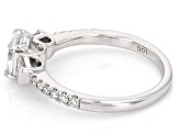 Oval, Baguette and Round White Lab-Grown Diamond H SI Rhodium Over Sterling Silver Ring 1.00ctw