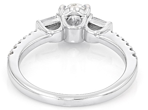 Oval, Baguette and Round White Lab-Grown Diamond H SI Rhodium Over Sterling Silver Ring 1.00ctw