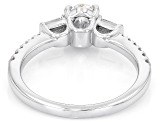Oval, Baguette and Round White Lab-Grown Diamond H SI Rhodium Over Sterling Silver Ring 1.00ctw