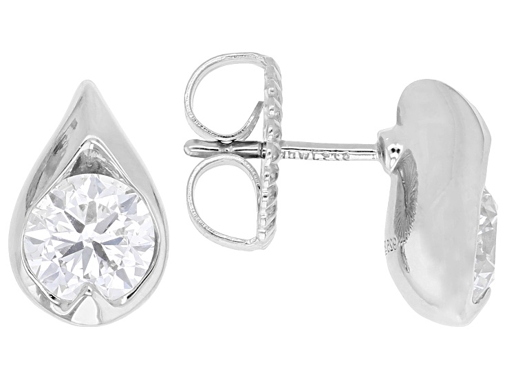 White Lab-Grown Diamond H SI2 Rhodium Over Sterling Silver Solitaire Stud Earrings 1.75ctw