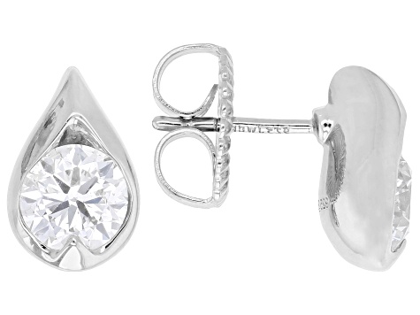 White Lab-Grown Diamond H SI2 Rhodium Over Sterling Silver Solitaire Stud Earrings 1.75ctw