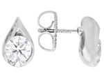 White Lab-Grown Diamond H SI2 Rhodium Over Sterling Silver Solitaire Stud Earrings 1.75ctw