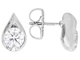 White Lab-Grown Diamond H SI2 Rhodium Over Sterling Silver Solitaire Stud Earrings 1.75ctw