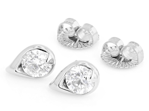 White Lab-Grown Diamond H SI2 Rhodium Over Sterling Silver Solitaire Stud Earrings 1.75ctw