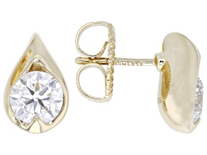 White Lab-Grown Diamond H SI2 14K Yellow Gold Over Sterling Silver Solitaire Stud Earrings 1.75ctw