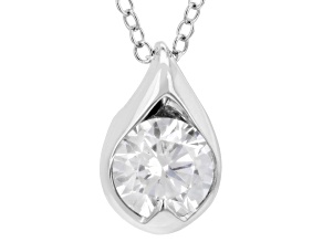 White Lab-Grown Diamond H SI2 Rhodium Over Sterling Silver Solitaire Pendant With Chain 0.85ct