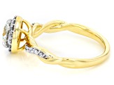 White Lab-Grown Diamond H SI 10K Yellow Gold Halo Ring 1.25ctw
