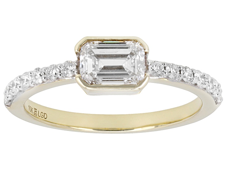 White Lab-Grown Diamond H SI 10K Yellow Gold Ring 1.00ctw