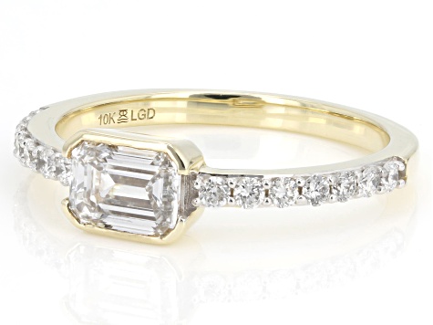 White Lab-Grown Diamond H SI 10K Yellow Gold Ring 1.00ctw