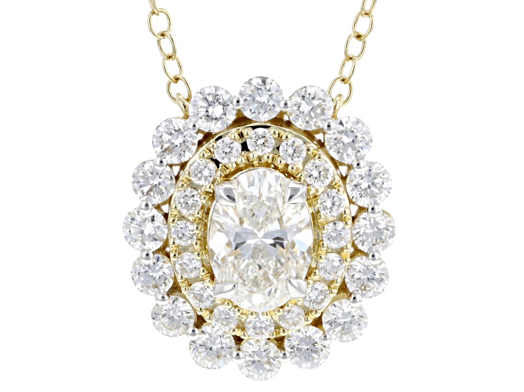 White Lab-Grown Diamond H SI 10K Yellow Gold Station Necklace 1.50ctw
