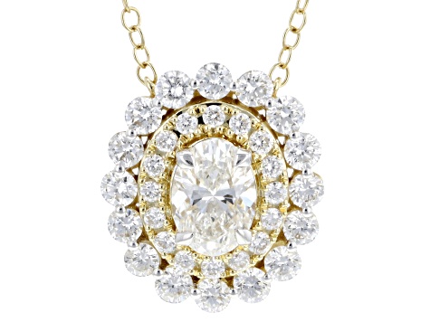 White Lab-Grown Diamond H SI 10K Yellow Gold Station Necklace 1.50ctw