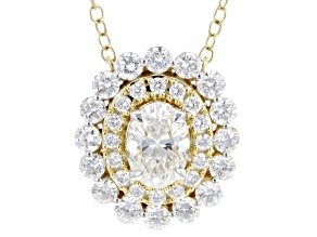 White Lab-Grown Diamond H SI 10K Yellow Gold Station Necklace 1.50ctw
