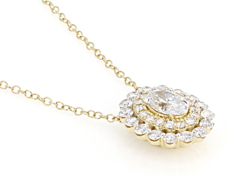 White Lab-Grown Diamond H SI 10K Yellow Gold Station Necklace 1.50ctw
