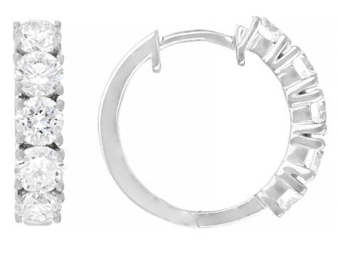 White Lab-Grown Diamond VS F-G Rhodium Over Sterling Silver Huggie Earrings 2.00ctw