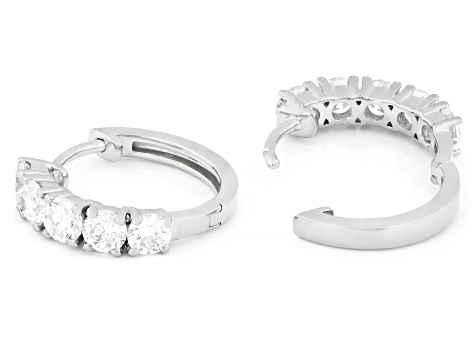 White Lab-Grown Diamond VS F-G Rhodium Over Sterling Silver Huggie Earrings 2.00ctw