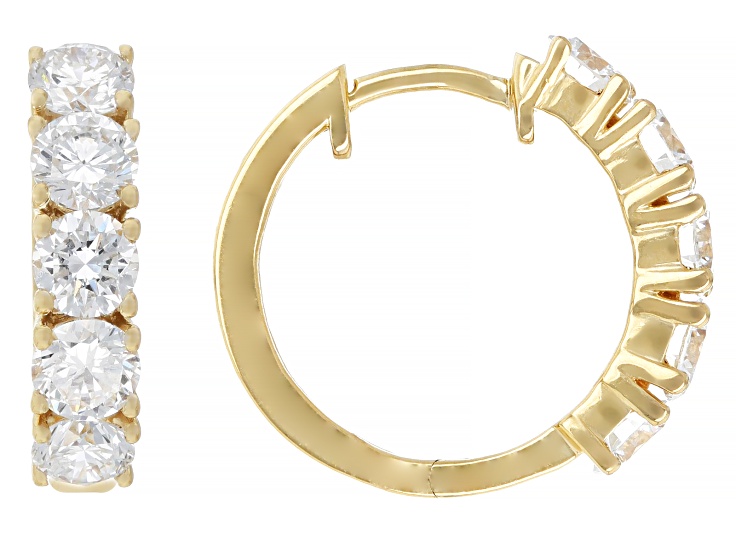 White Lab-Grown Diamond VS F-G 14K Yellow Gold Over Sterling Silver Huggie Earrings 2.00ctw